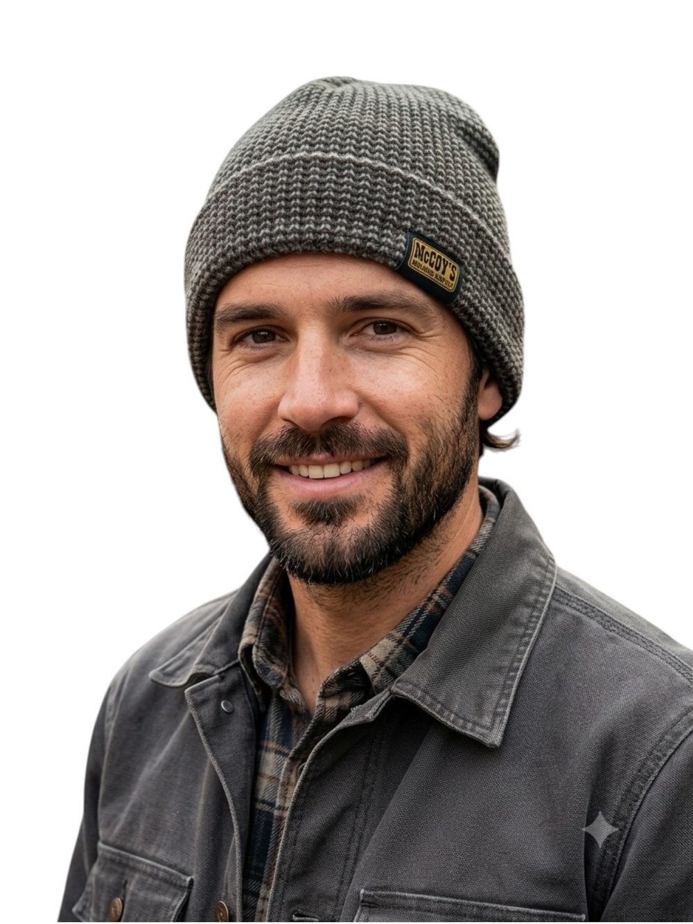 McCoy's Building Supply Knit Beanie Green Brown Marled Slouchy Winter Hat OS
